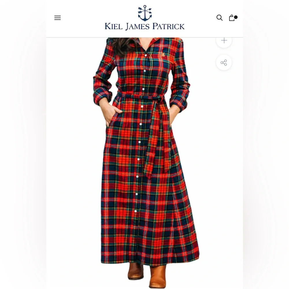 Kiel James Patrick Red and Green Plaid Long Sleeve Dress - Picture 10 of 11